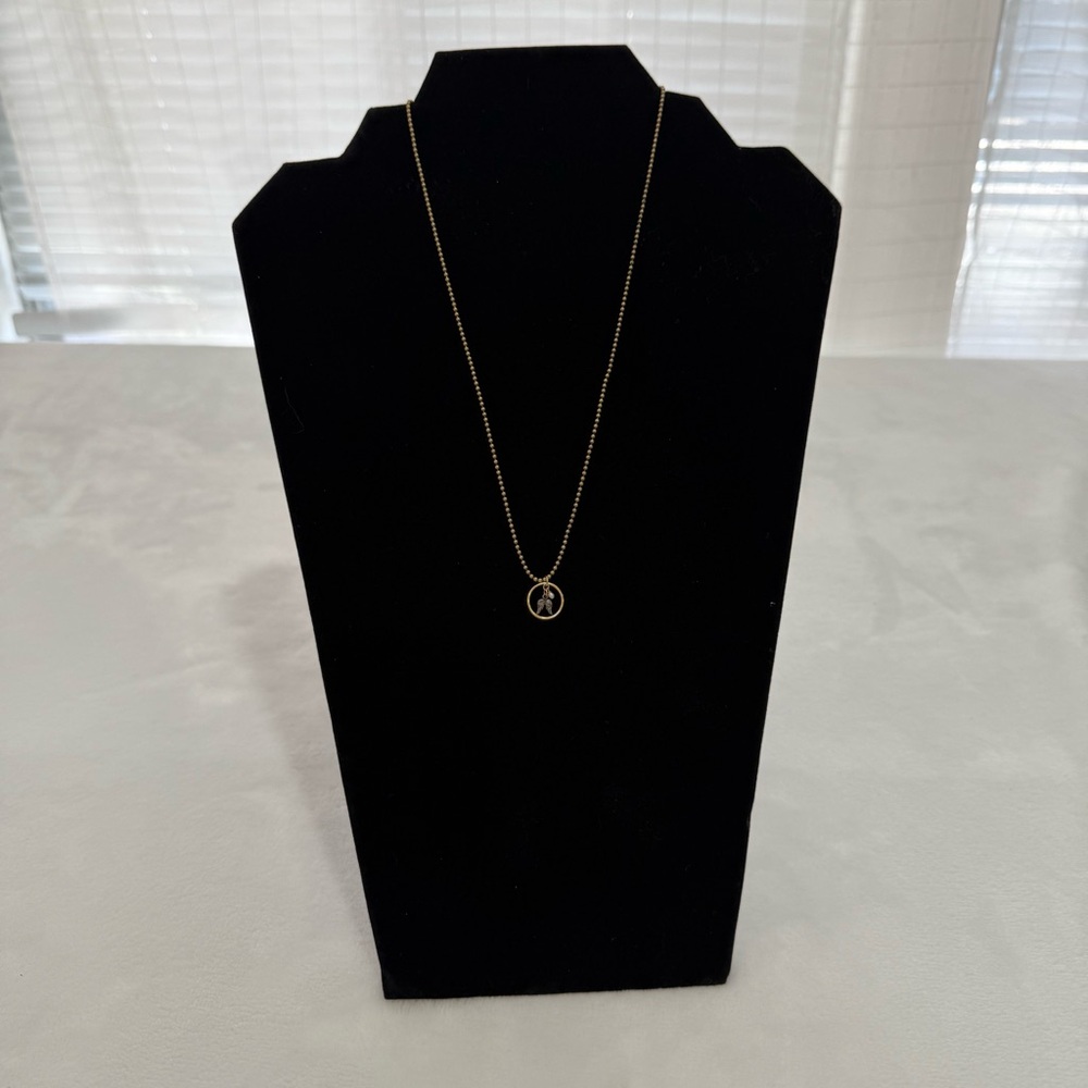 Gold Beaded Chain Necklace w/ Angel Wing Charm & Pearl Accent